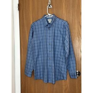 L.L. Bean‎ Men's Shirt Button Down 100% Cotton Plaid Blue White Sz M